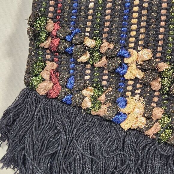 NWOT Metallic Striped Fringe XL Clutch - Picture 9 of 9